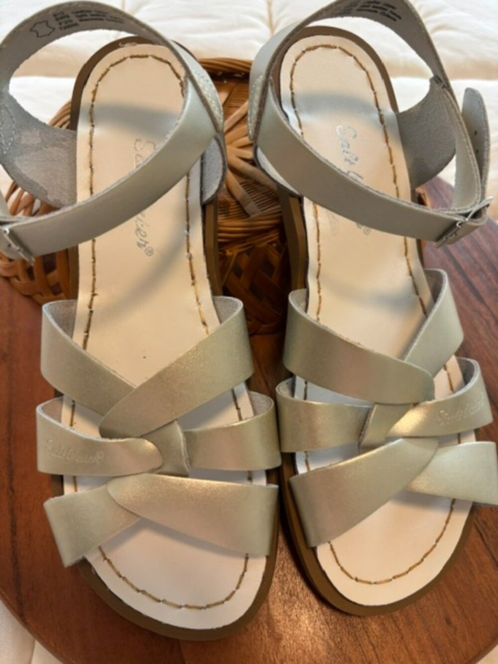 SaltWater Silver Sandals W8 - Picture 3 of 6